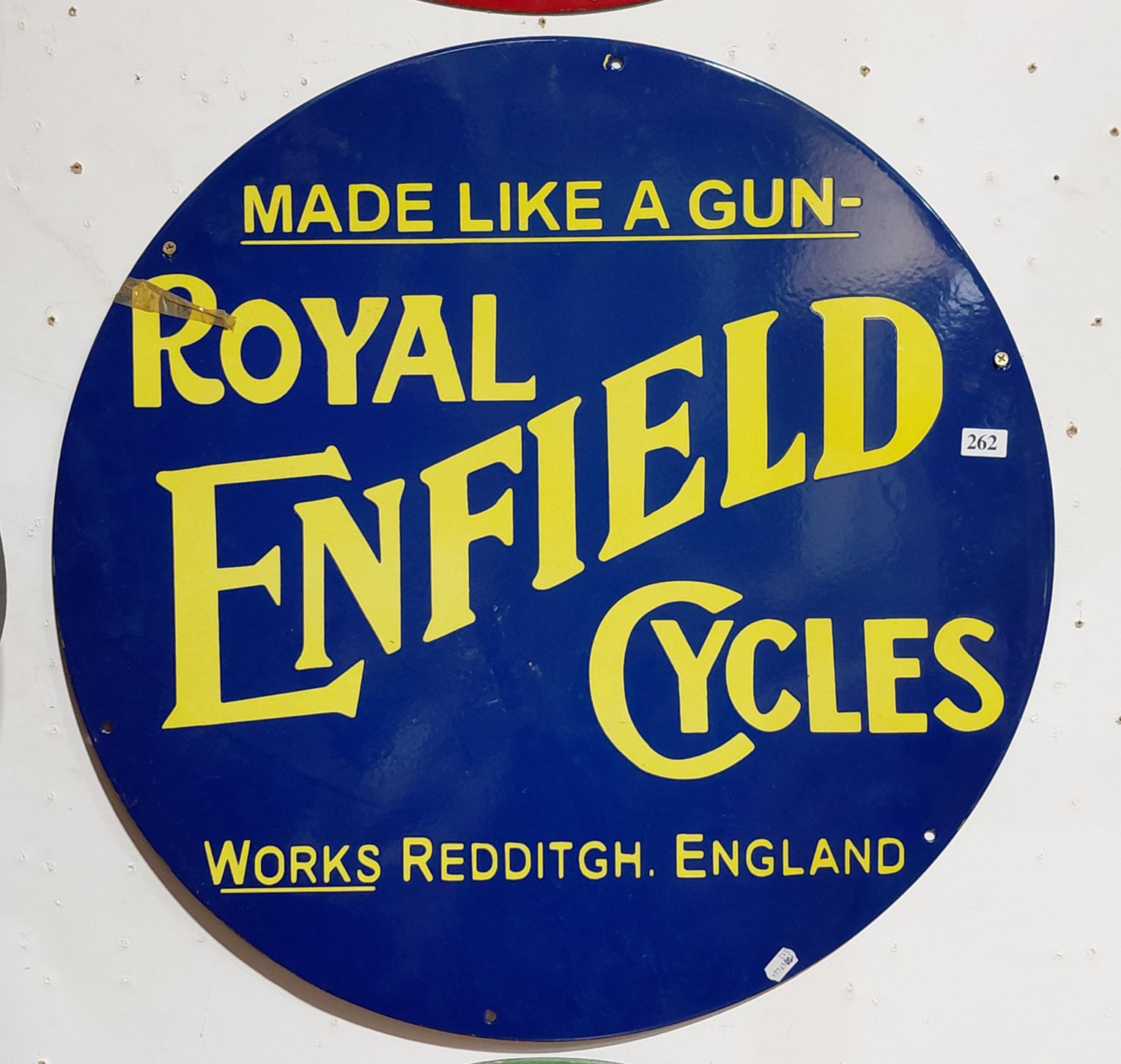 262 · ENAMEL ROYAL ENFIELD CYCLES SIGN