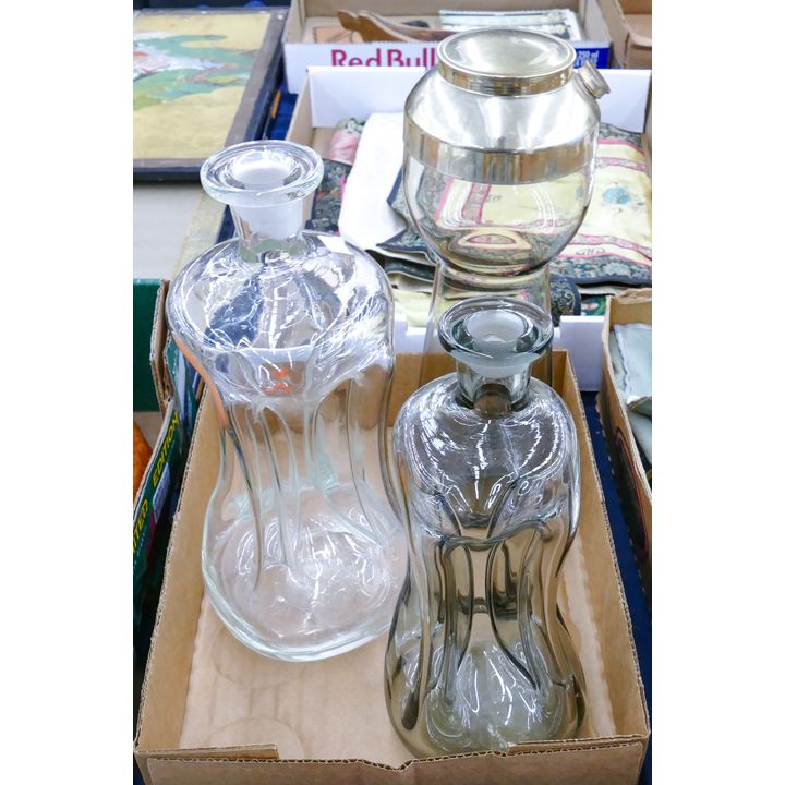 Box Mid Century Pinch Decanters etc.