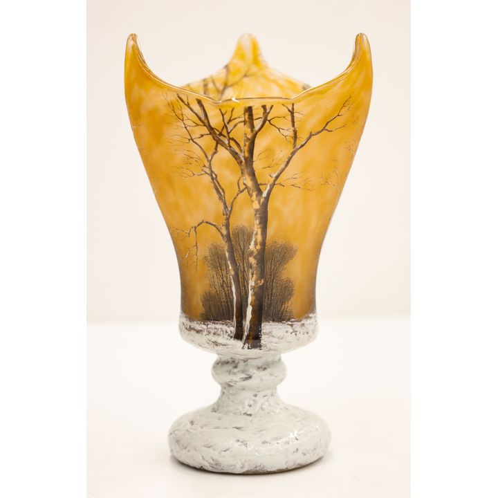 Daum Nancy Winter Landscape Large Glass Vase