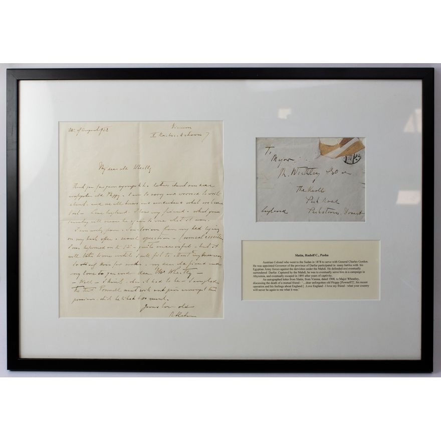 Sudan Rudolph C. Slatin, Pasha (1857-1832) 1908 Autograph letter signed ...