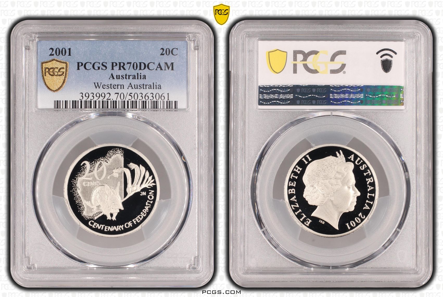 Western Australia, Twenty Cent, 2001, PCGS PR70DCAM