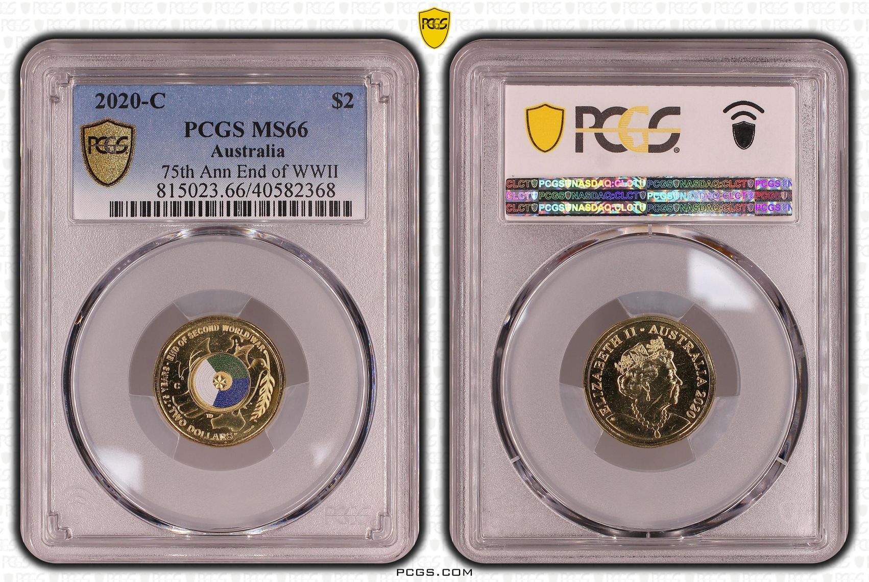 Elizabeth II, 75th Ann End of WWII, Two Dollar, 2020-C, PCGS MS66