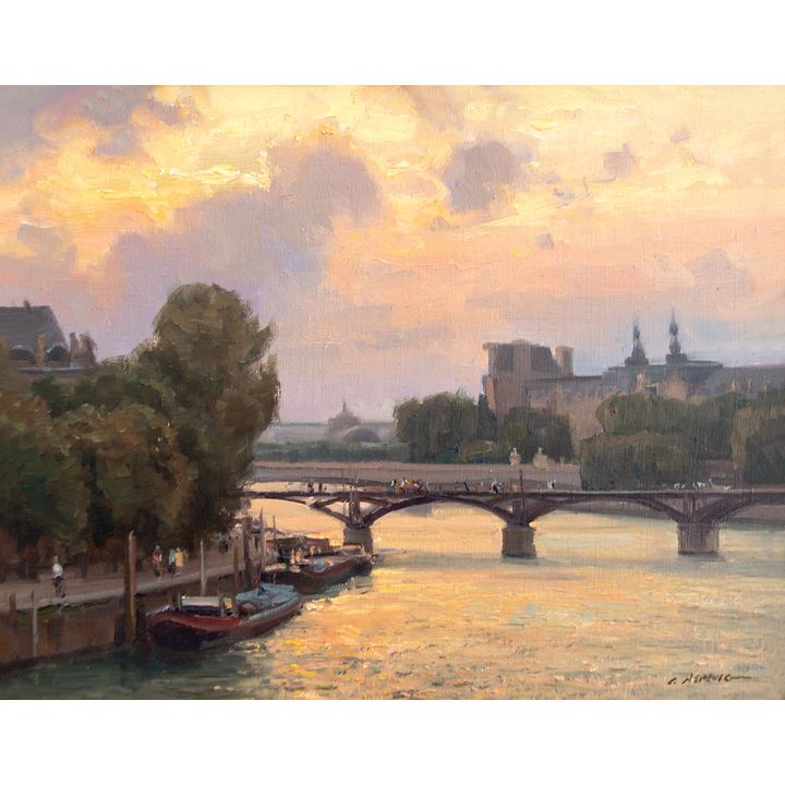 Evening - Pont des Arts by Clyde Aspevig (1951- )