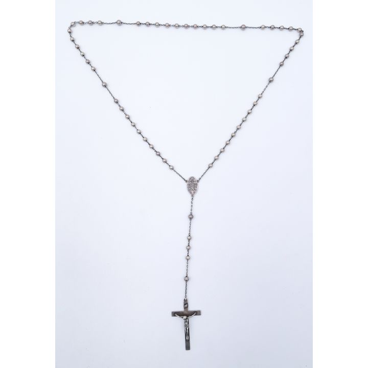 Vintage Sterling Rosary Necklace 30'' - 33 Grams