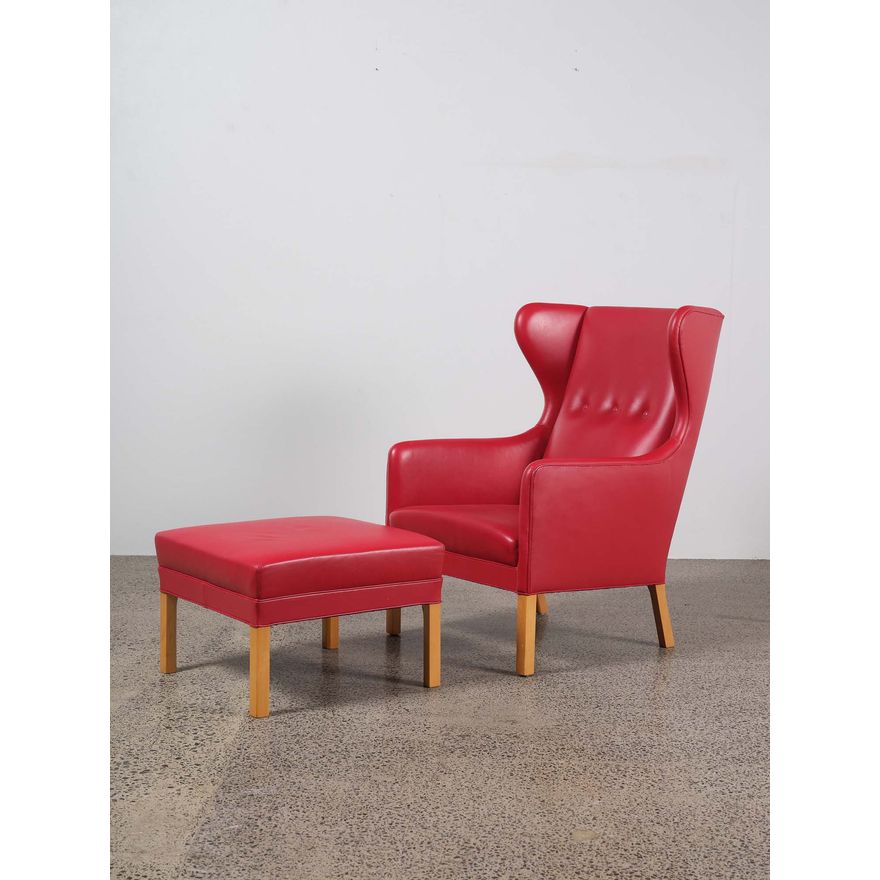 Børge Mogensen (designer) - A 1960s Danish Wingback chair and matching ottoman