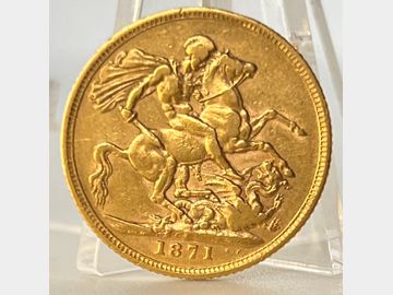 1871 VICTORIA YOUNG HEAD LONDON MINT GEORGE & DRAGON GOLD SOVEREIGN