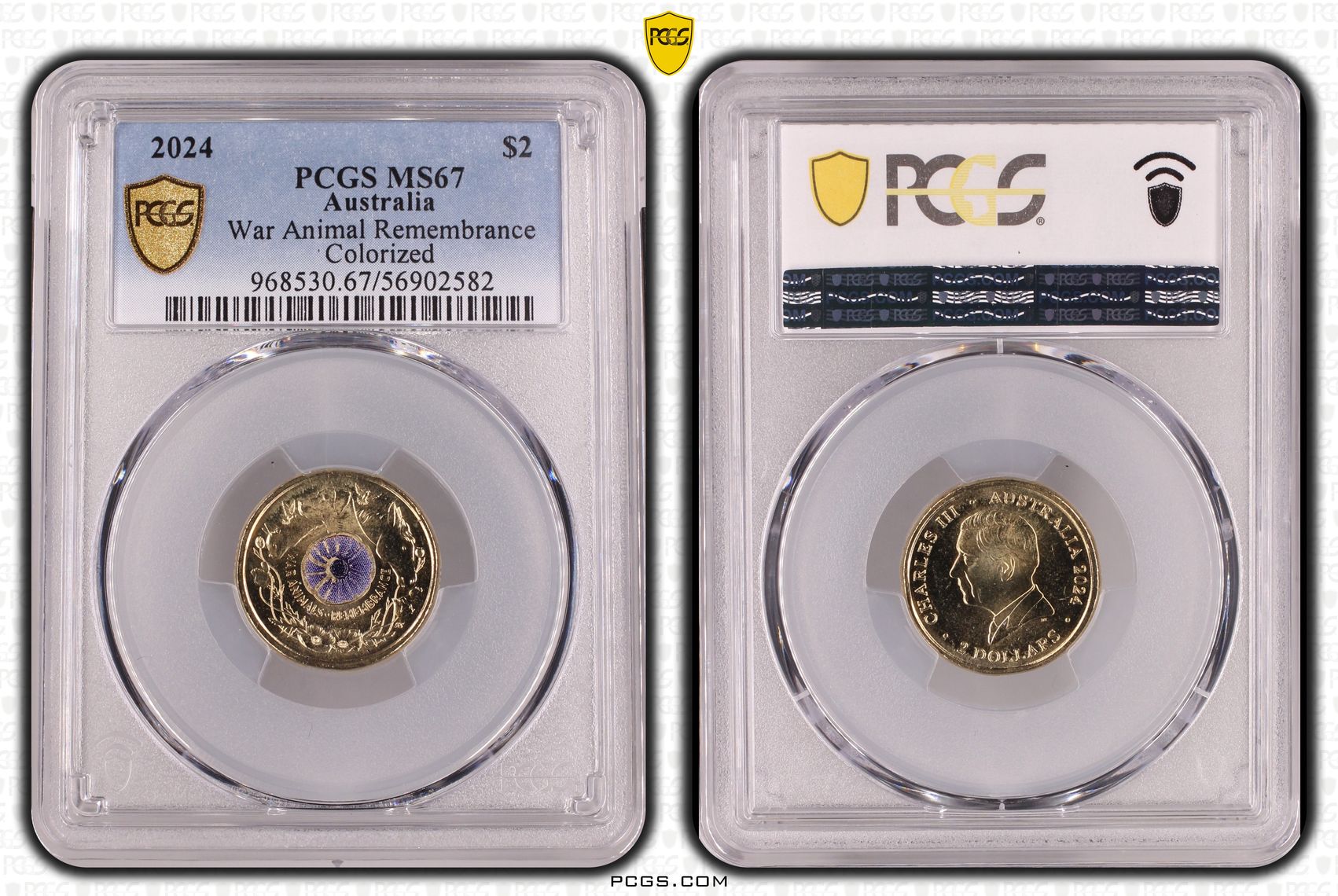 War Animal Remembrance Colorized, Two Dollar, 2024, PCGS MS67