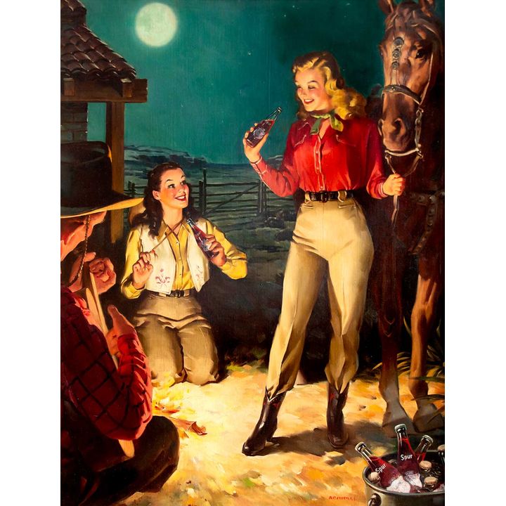 Cowgirl Campfire by Arnold Armitage (1899-1991)