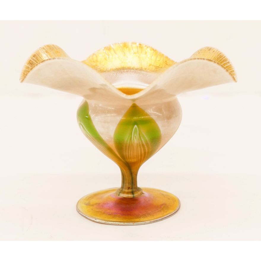 L.C. Tiffany Favrile Pulled Feather Compote