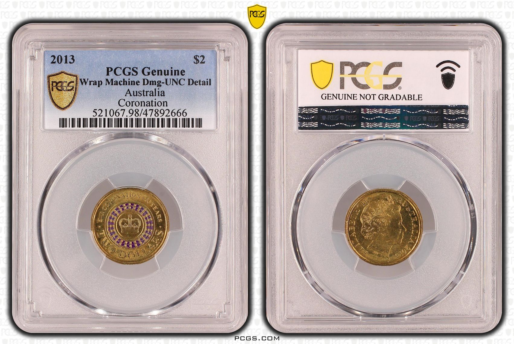 Coronation, Two Dollar, 2013, PCGS Genuine - UNC Details (98 - Damage)