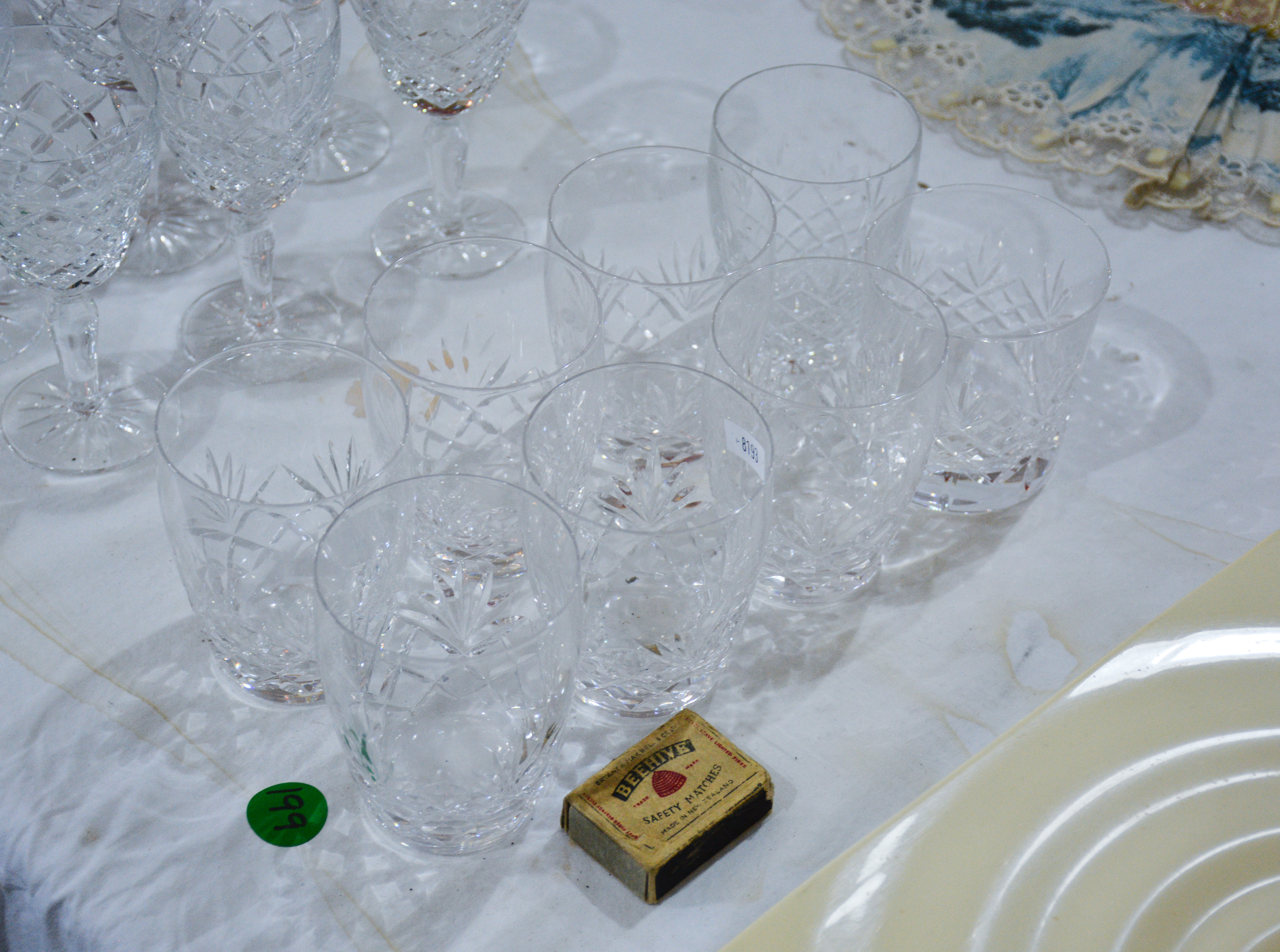 Glasses x 8 — sold at auction in New Zealand for $5