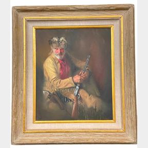 Original Oil Painting With Mountain Man Theme
