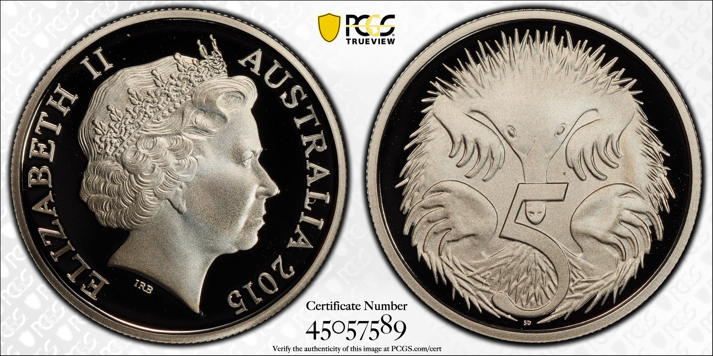 Elizabeth II, Five Cent, 2015, PCGS PR 70DCAM
