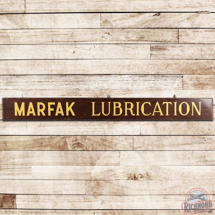 Texaco Marfak Lubrication Woodgrain SS Porcelain Sign