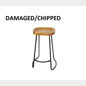 Fine Living - Retro Barstool - Wood Seat Metal frame-(DAMAGED/CHIPPED) - | SJ 51679/9893 B8 (S2)