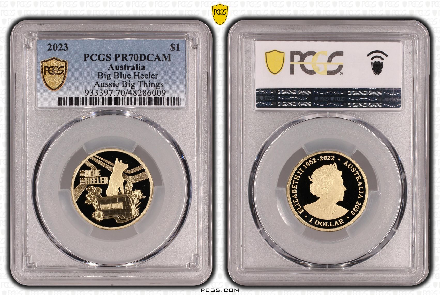 Big Blue Heeler Aussie Big Things, POP 7/0, One Dollar, 2023, PCGS PR70DCAM