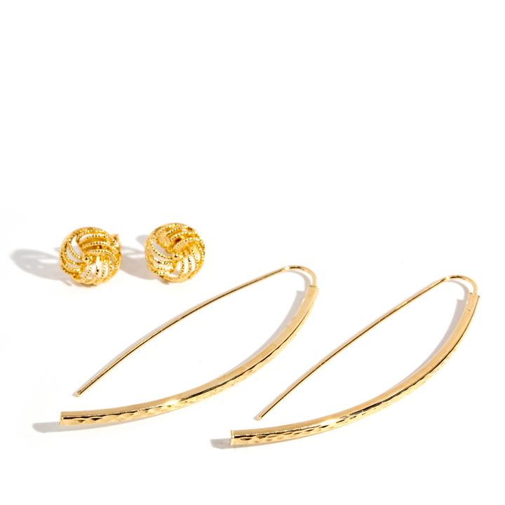 Two Pairs of 9 Carat Gold Earrings