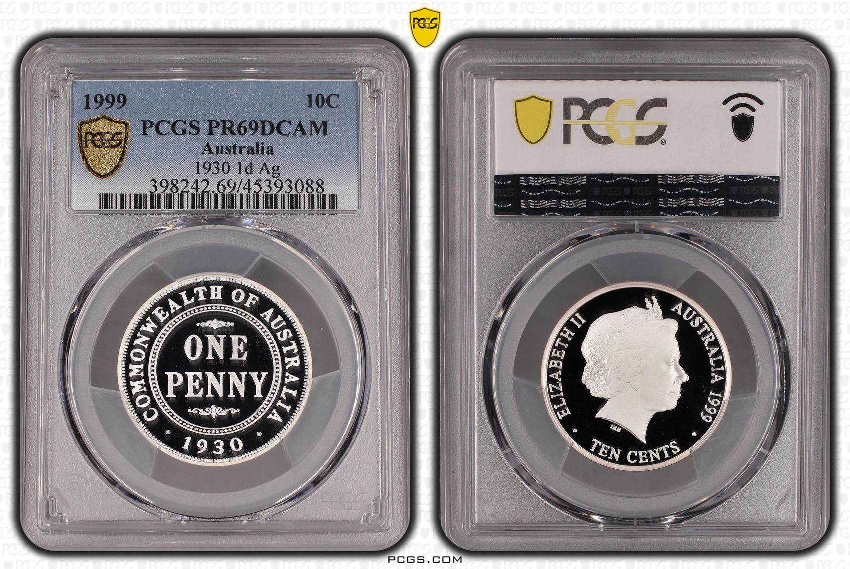 1930 1d Ag , Ten Cent, 1999, PCGS PR69DCAM