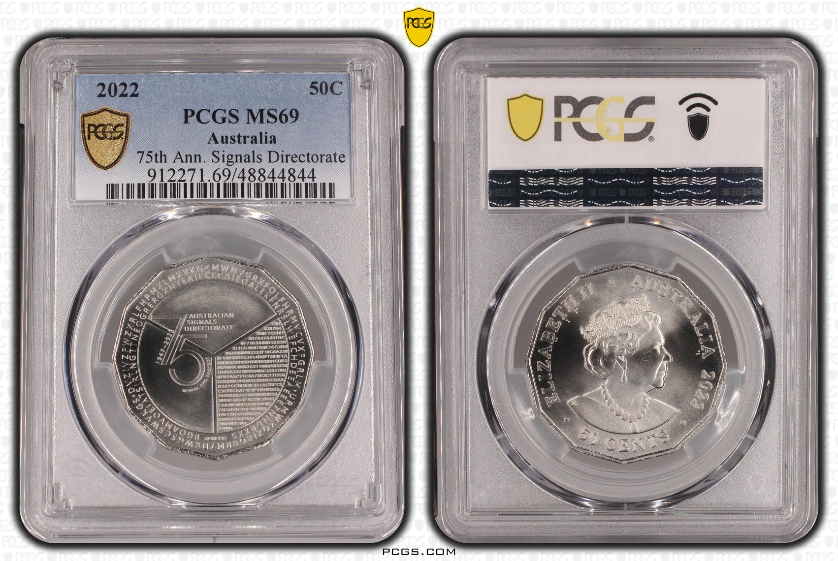 75th Ann. Signals Directorate , Fifty Cent, 2022, PCGS MS69