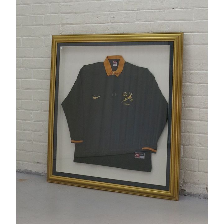FRAMED SPRINGBOK RUGBY JERSEY, signed indistinctly