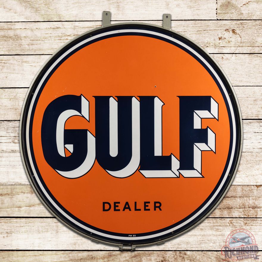 Amazing Gulf Dealer 66" Double Sided Porcelain ID Sign w/ Ring