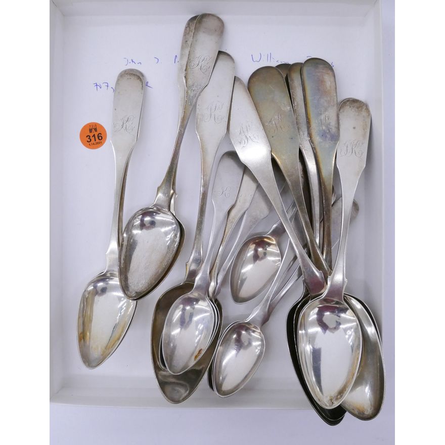 Box American Coin Spoon Sets by John Parry & William Evans- 707g