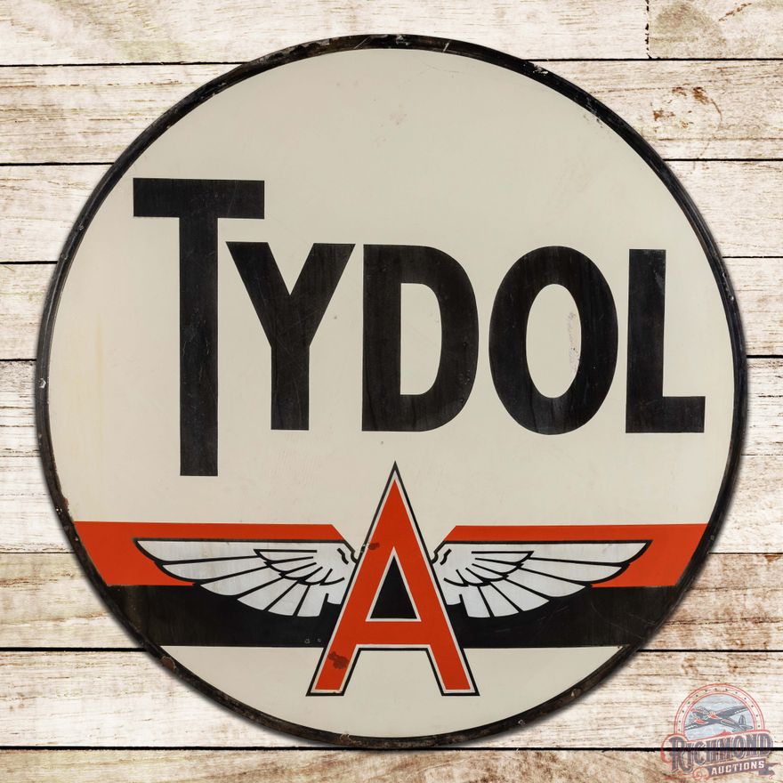 Tydol Flying A Gasoline 6' Double Sided Porcelain ID Sign