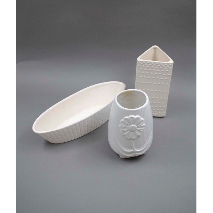 New Zealand Pottery - Two white ceramic vases