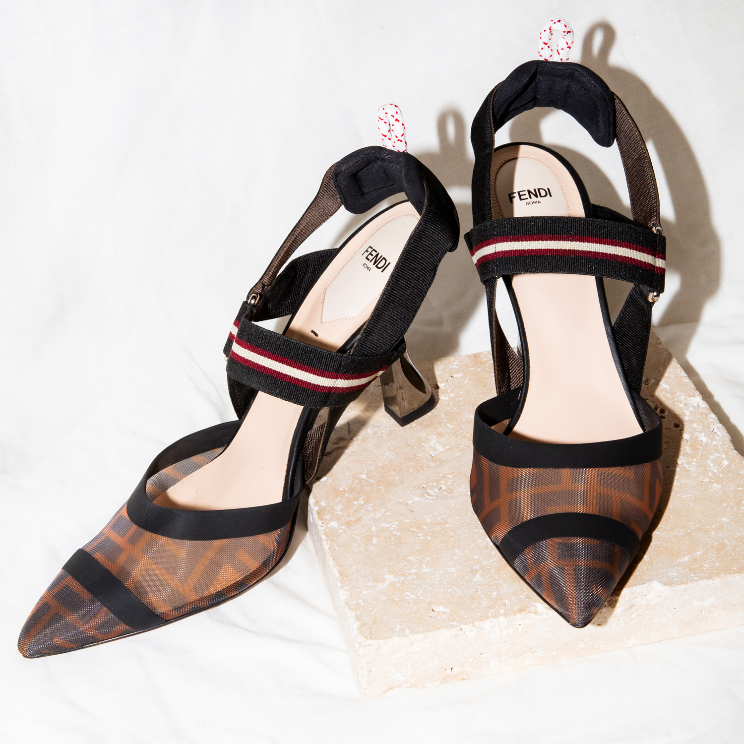 7 · Fendi "Colibri" Mesh Slingbacks Size 41