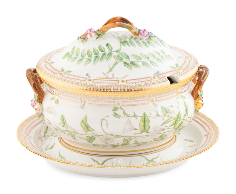 A Royal Copenhagen Flora Danica Porcelain Tureen and Underplate