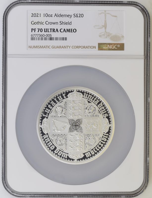 Alderney 2021 Silver 20 Pounds (10 oz.) Alderney Gothic