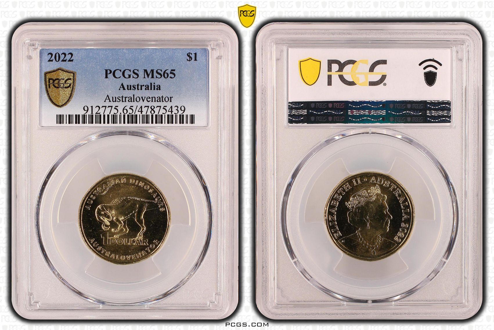 Australovenator , One Dollar, 2022, PCGS MS65