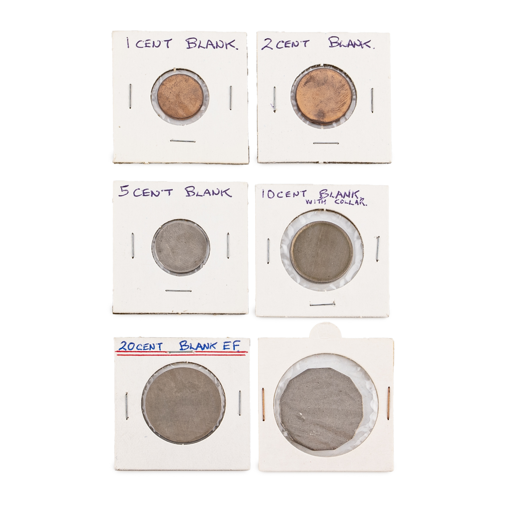 Decimal Blank Flans, One Cent - Fifty Cents,