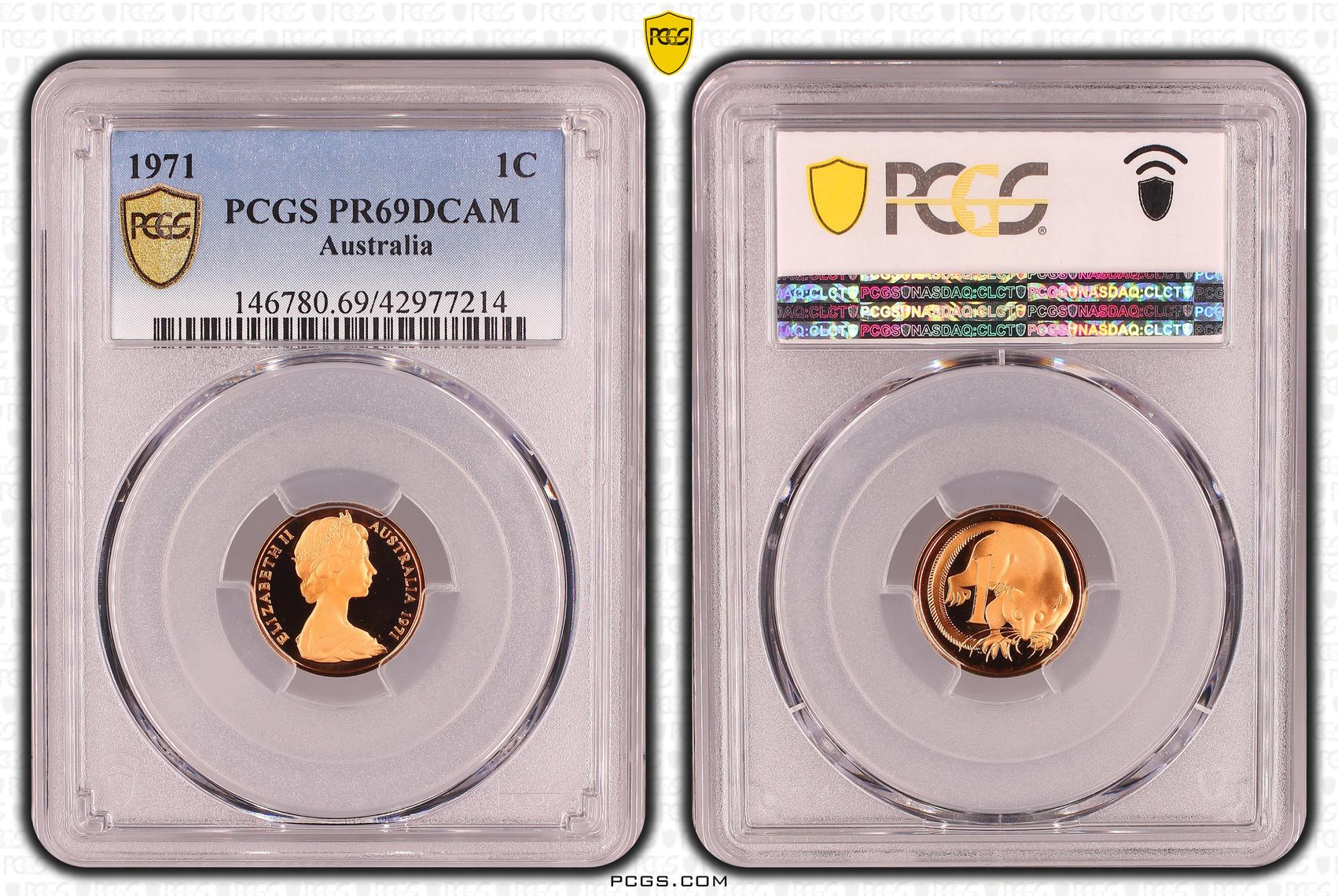 1971 Australia One Cent, 1c PCGS - PR69DCAM -214