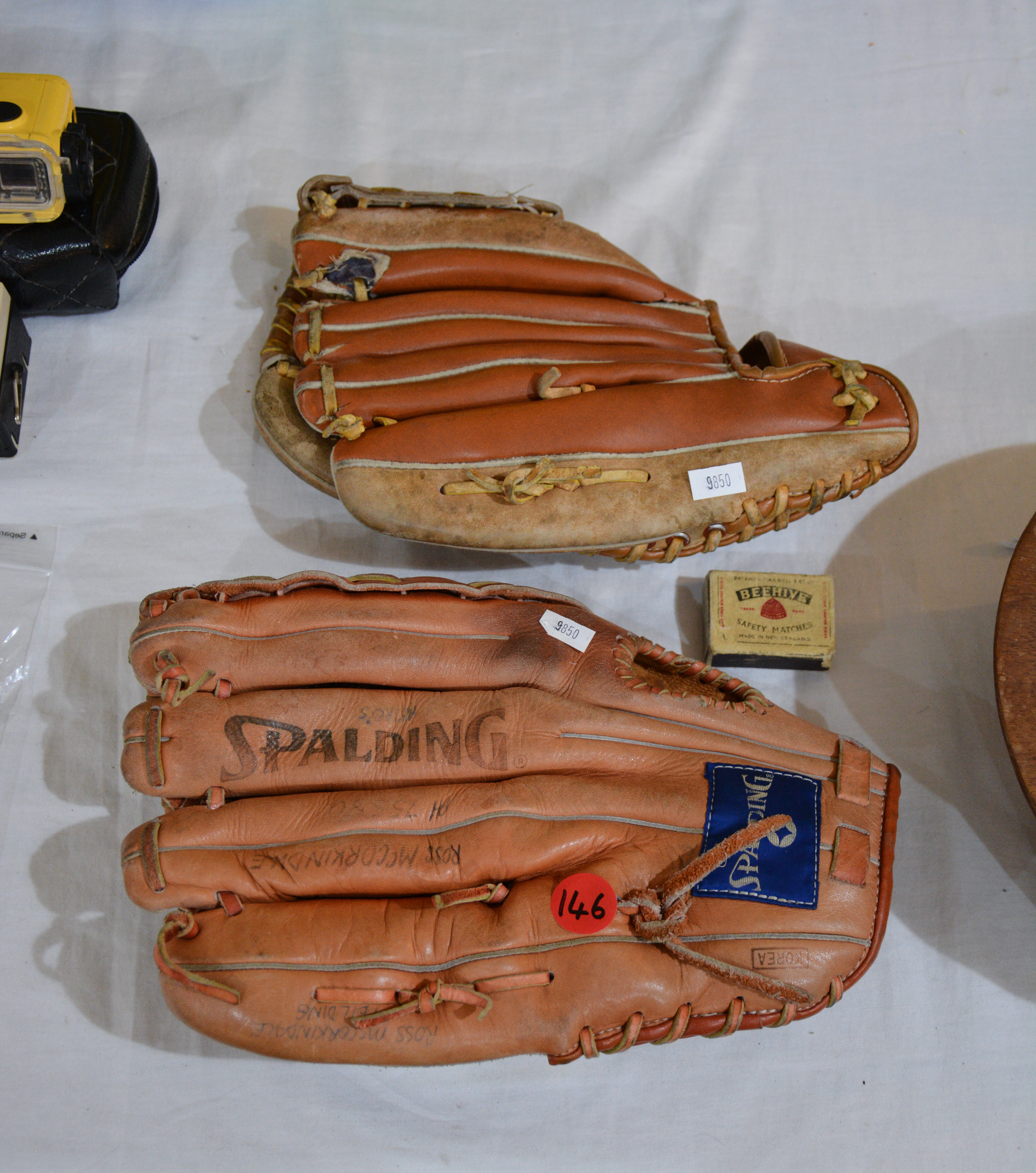 Top-Grain Leather Baseball Mitts x 2 — sold at auction in New Zealand for $5