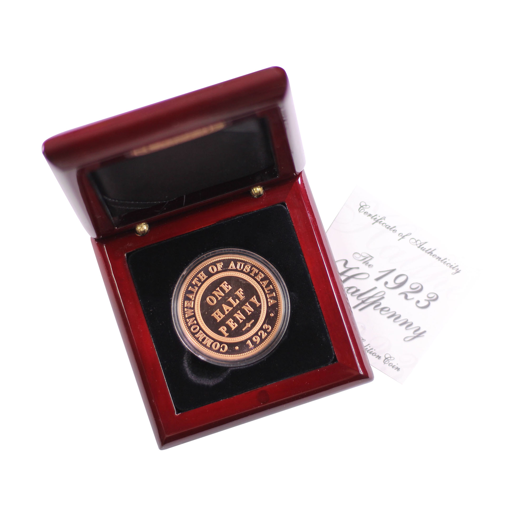 2006 Perth Mint Silver 1oz Copper Plated Tuvalu 1923 Half Penny & Box