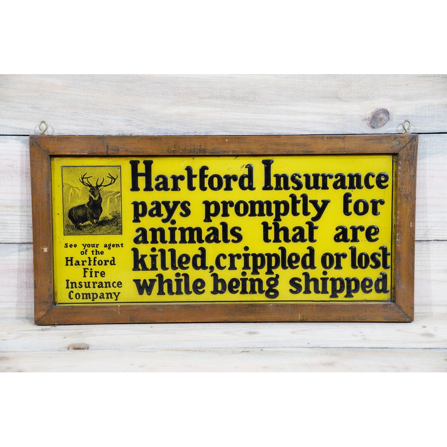 Hartford Insurance Single Sided Tin Embossed Metal Sign & Frame TAC 8
