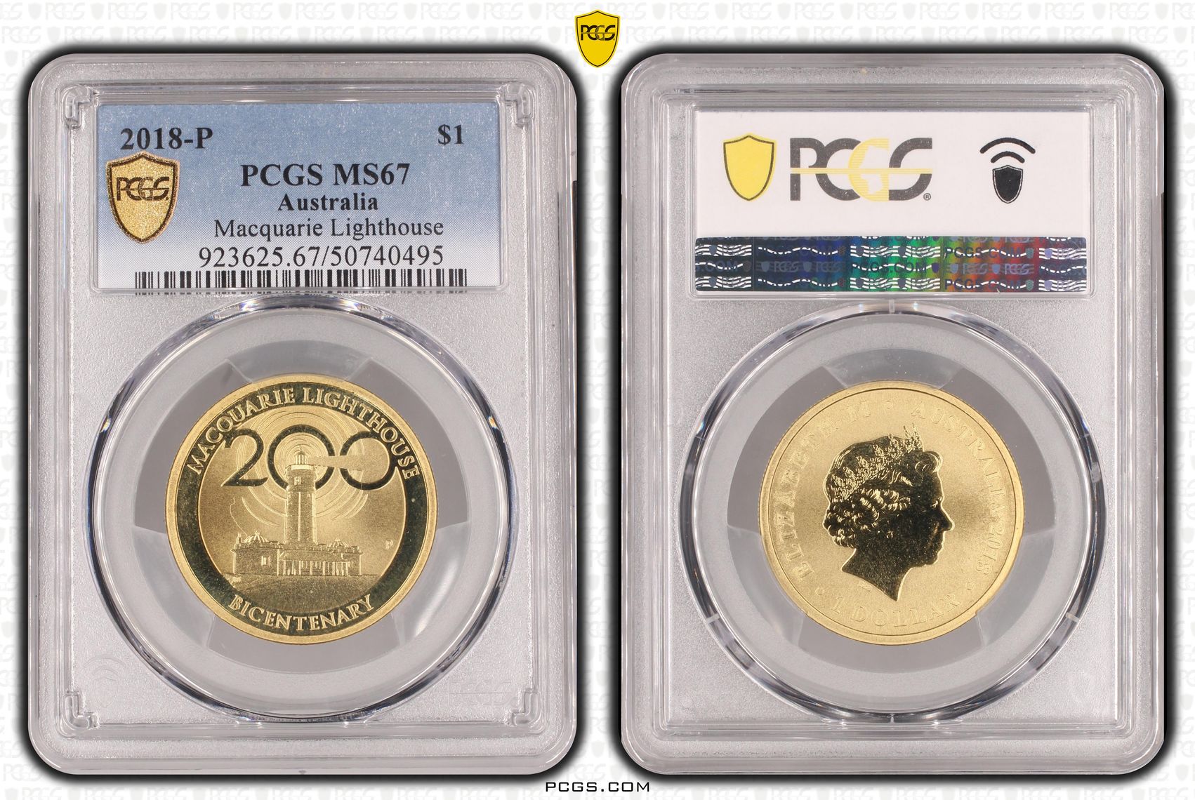 Macquarie Lighthouse , One Dollar, 2018-P, PCGS MS67