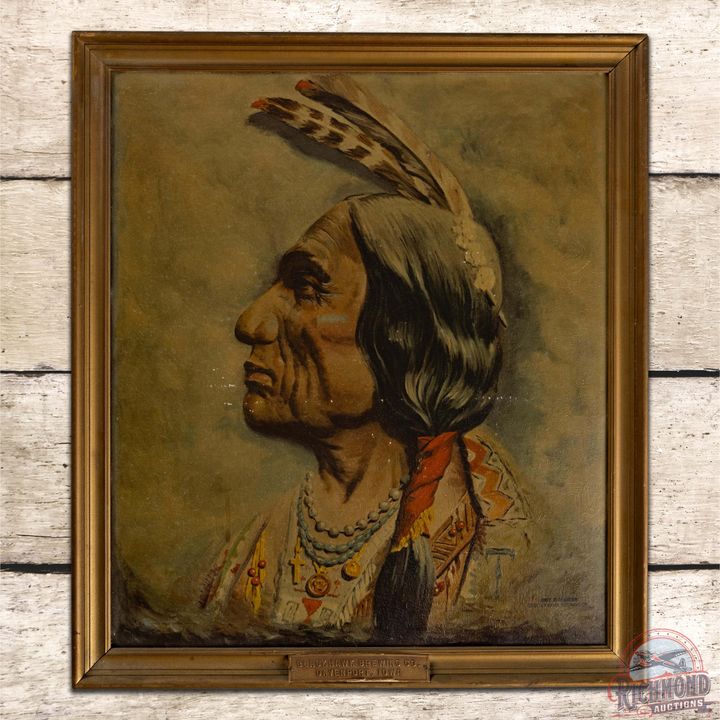 Blackhawk Brewing Co Davenport Iowa Litho on Cardboard Sign