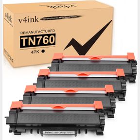 V4INK 4PK COMPATIBLE TN760 TONER REPLACEMENT FOR BROTHER TN760 TN-760 TN730 TN770 TONER CARTRIDGE FOR BROTHER HL-L2350DW HL-L2390D