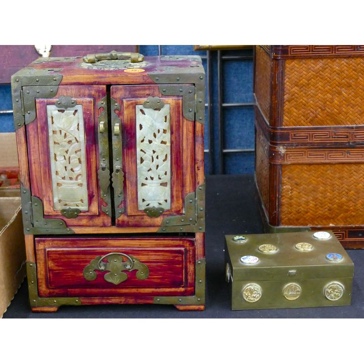 2pc Old Chinese Jewelry and Cigarette Boxes 5'' to 9.5''