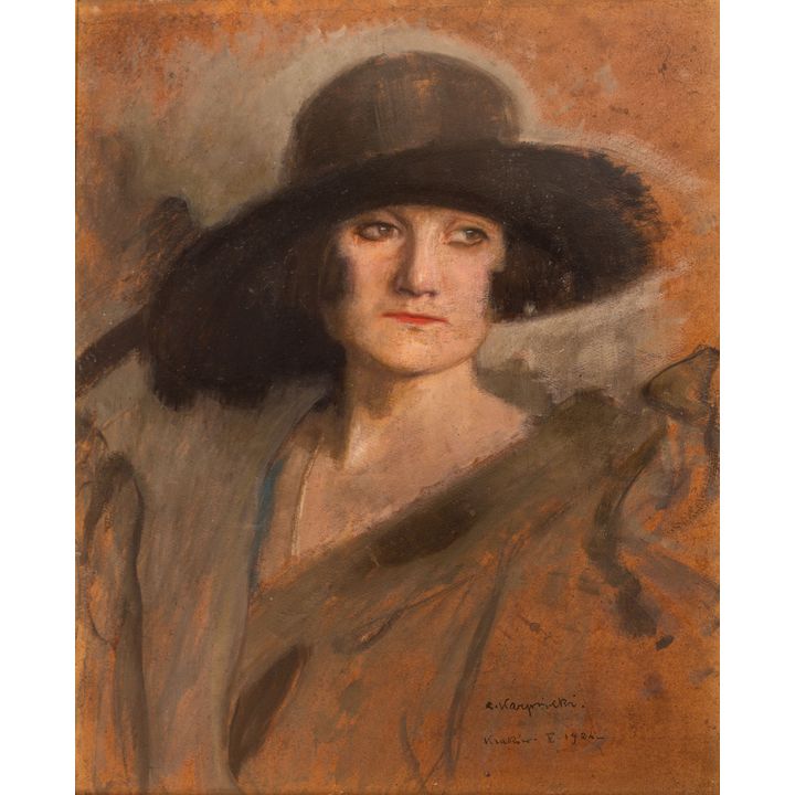 Alfons Karpiński | Portret damy w kapeluszu, 1924 r.