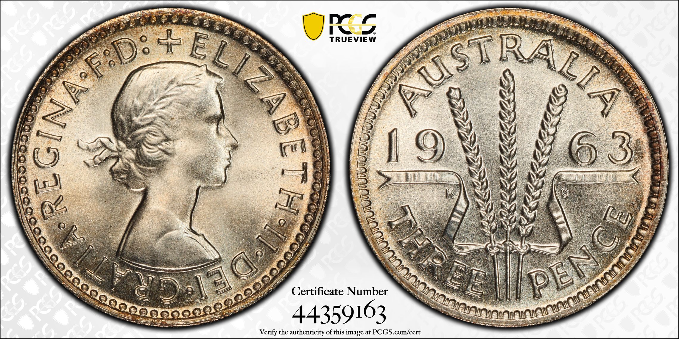 1963(m) Australia Threepence 3D PCGS - PR67 -163