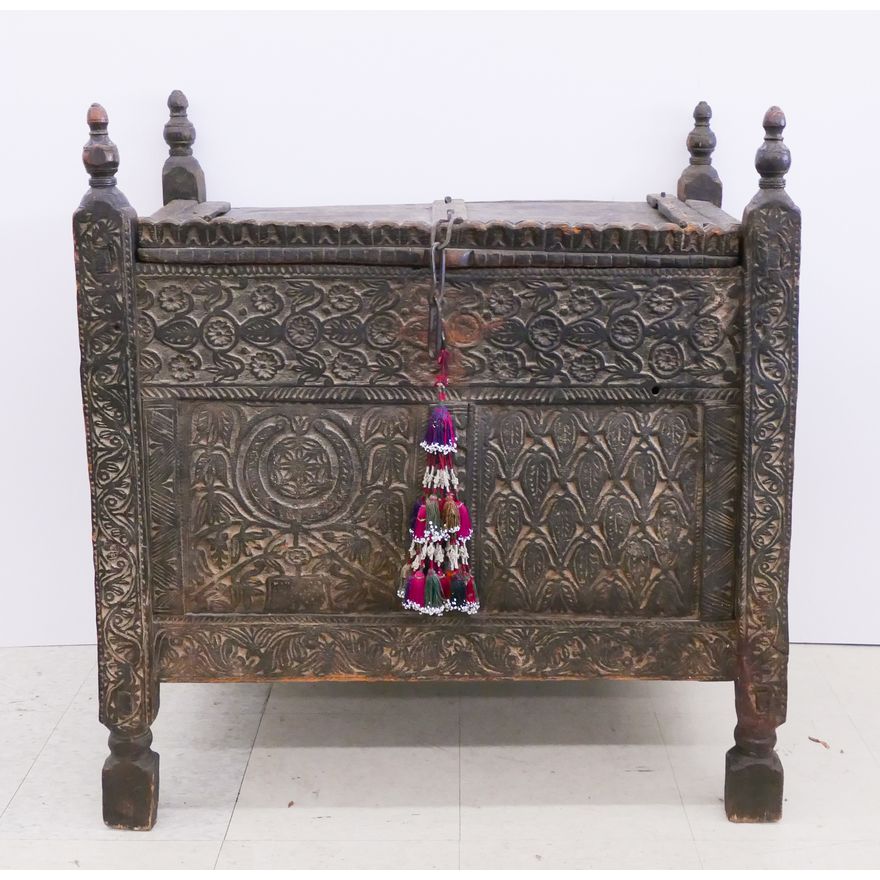 Antique Swat Valley Heavily Carved Chest- 37x35x19''