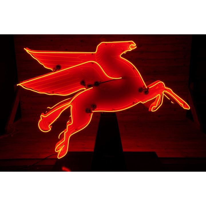 72" Mobil Pegasus Rotating Porcelain Neon Sign TAC 9