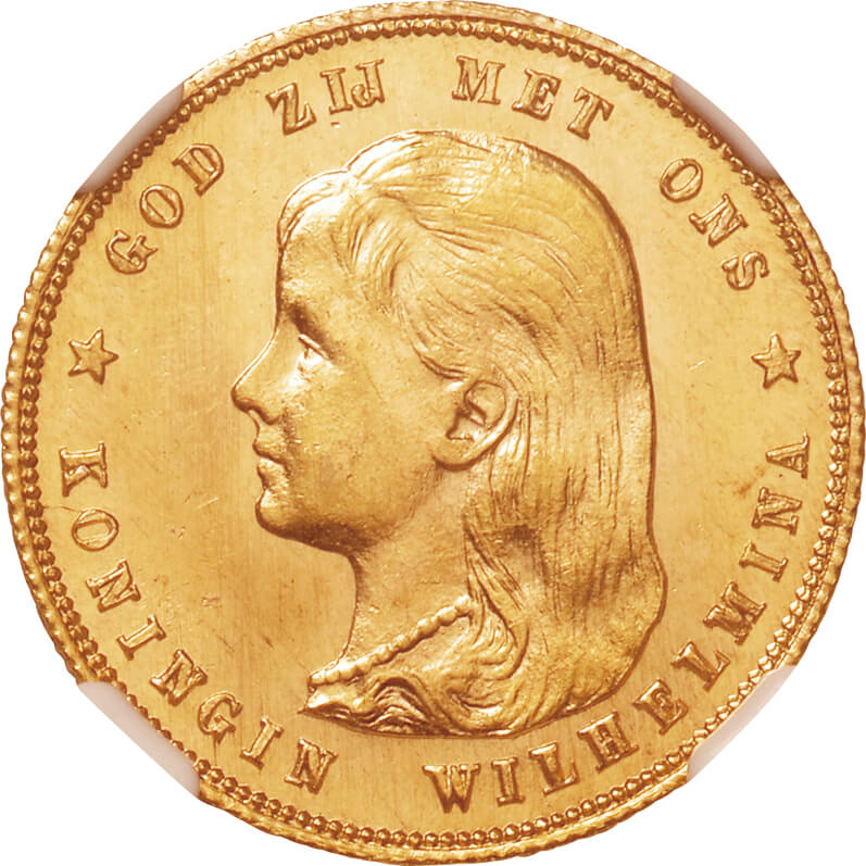 配送日指定可 『NGC MS65』オランダ連合王国10グルデン金貨(1913年 