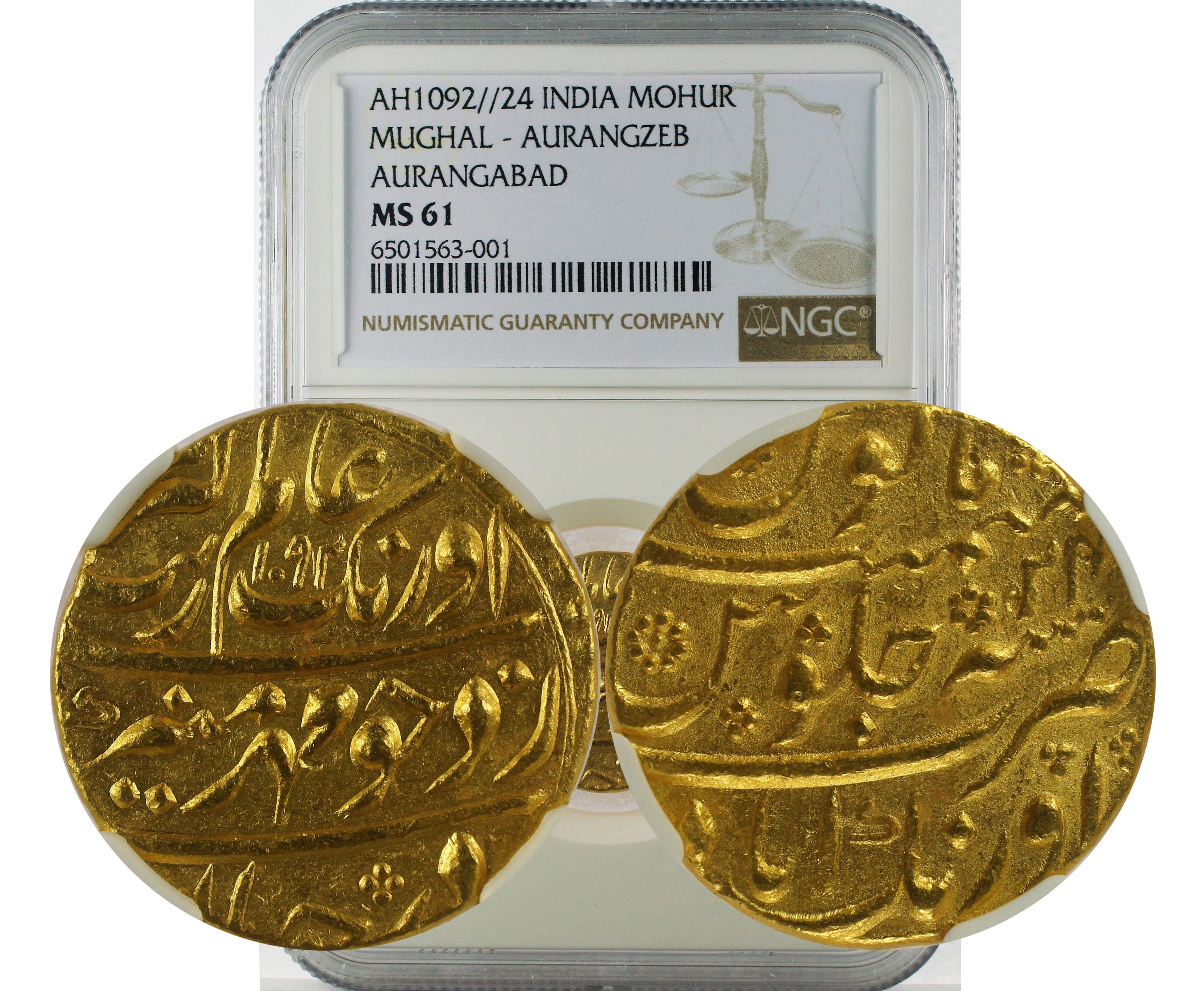 AH1092//24 INDIA MUGHAL - AURANGZEB AURANGABAD MOHUR MS 61
