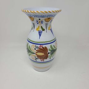Signed Mexican Talavera Pottery Vase - Colorful Blues & Whites