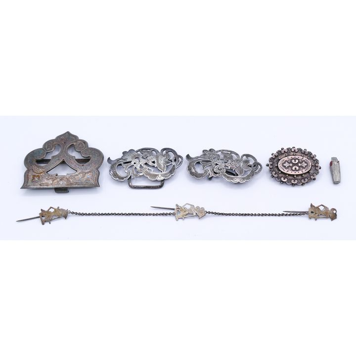 Box Antique Silver Buckles etc.