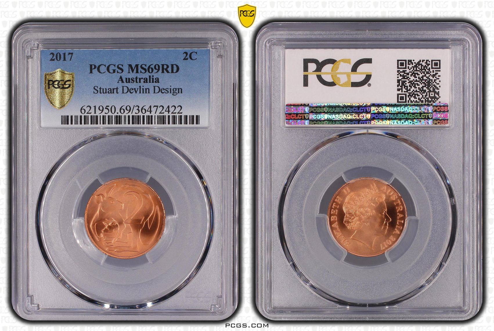 Stuart Devlin Design , Two Cent, 2017, PCGS MS69RD